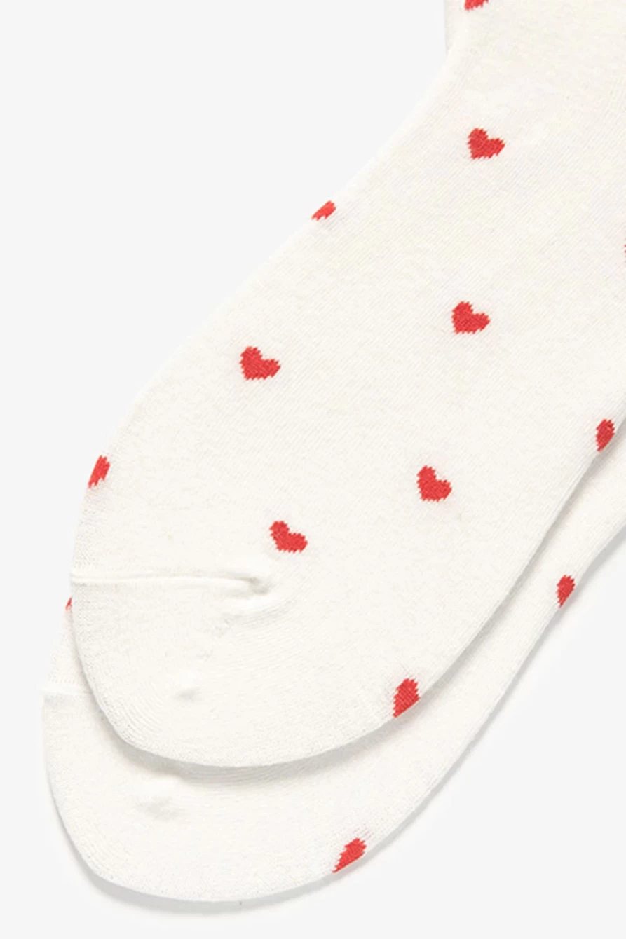 "Shewin Women's White Valentine Heart Pattern Cotton Socks for Gift"