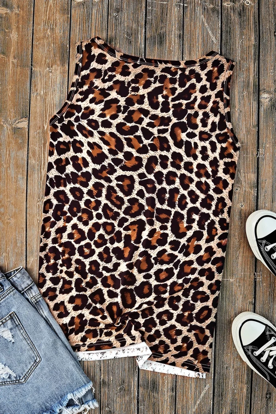 Shewin Women's Leopard Print Easter Rabbit Graphic Tank Top Bleached Design