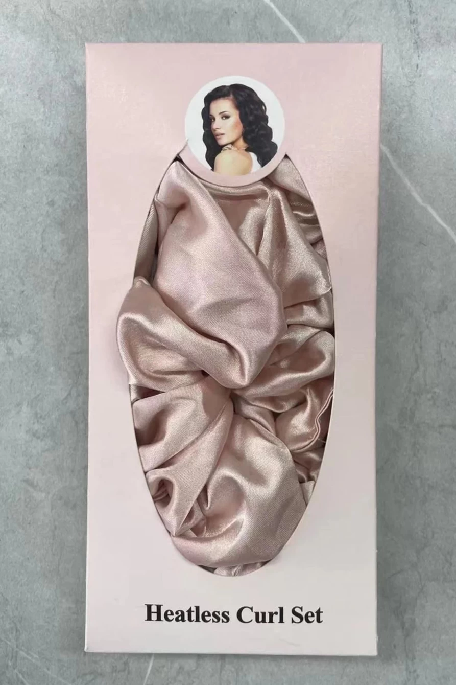 Shewin Satin Heatless Curling Headband for Women - Clay Color No Heat Hair Curler Set for Effortless Waves