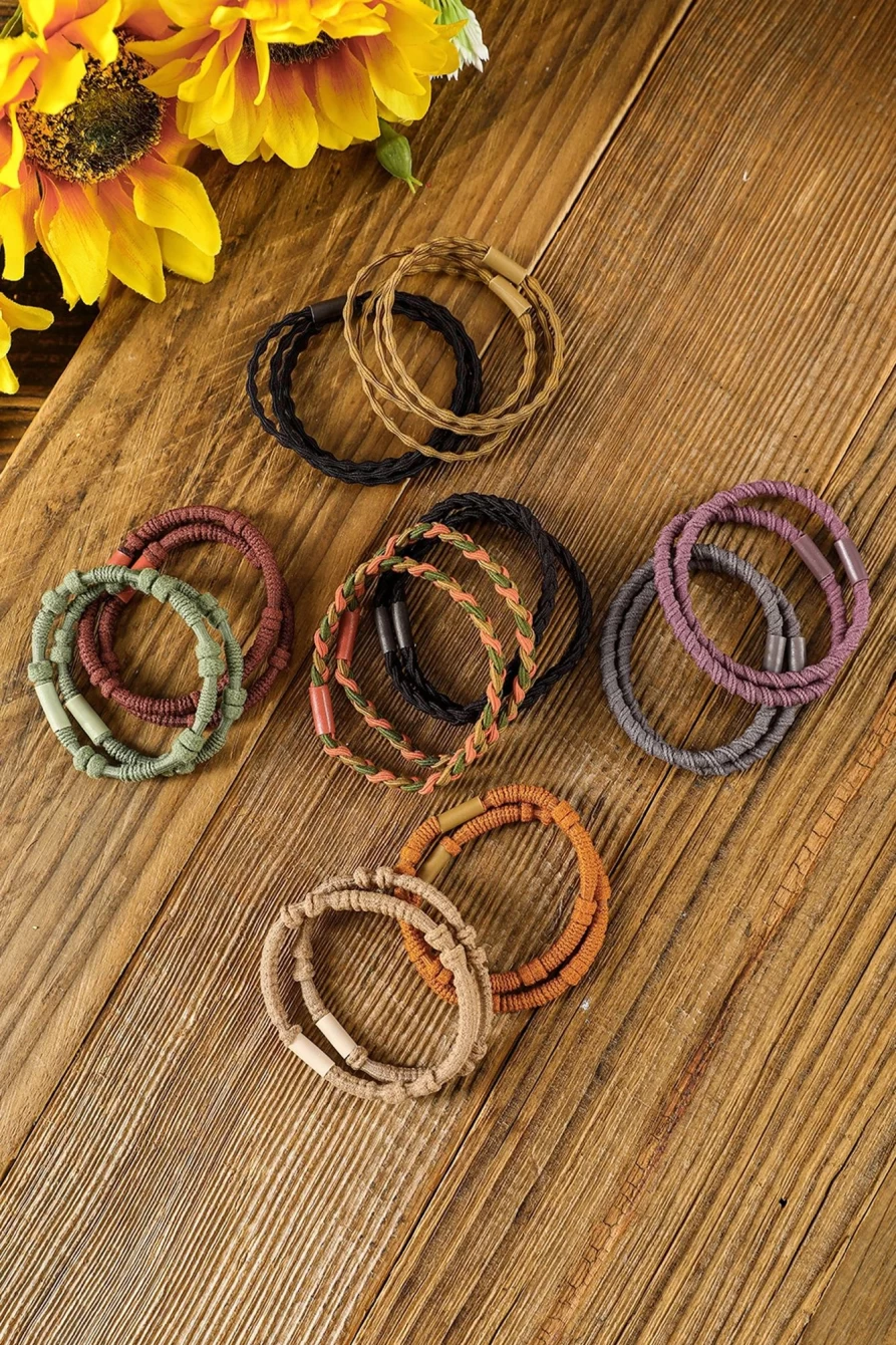 Shewin Orange Boho Hair Ties for Women - 20Pcs Multicolour Knotted Hair Accessories