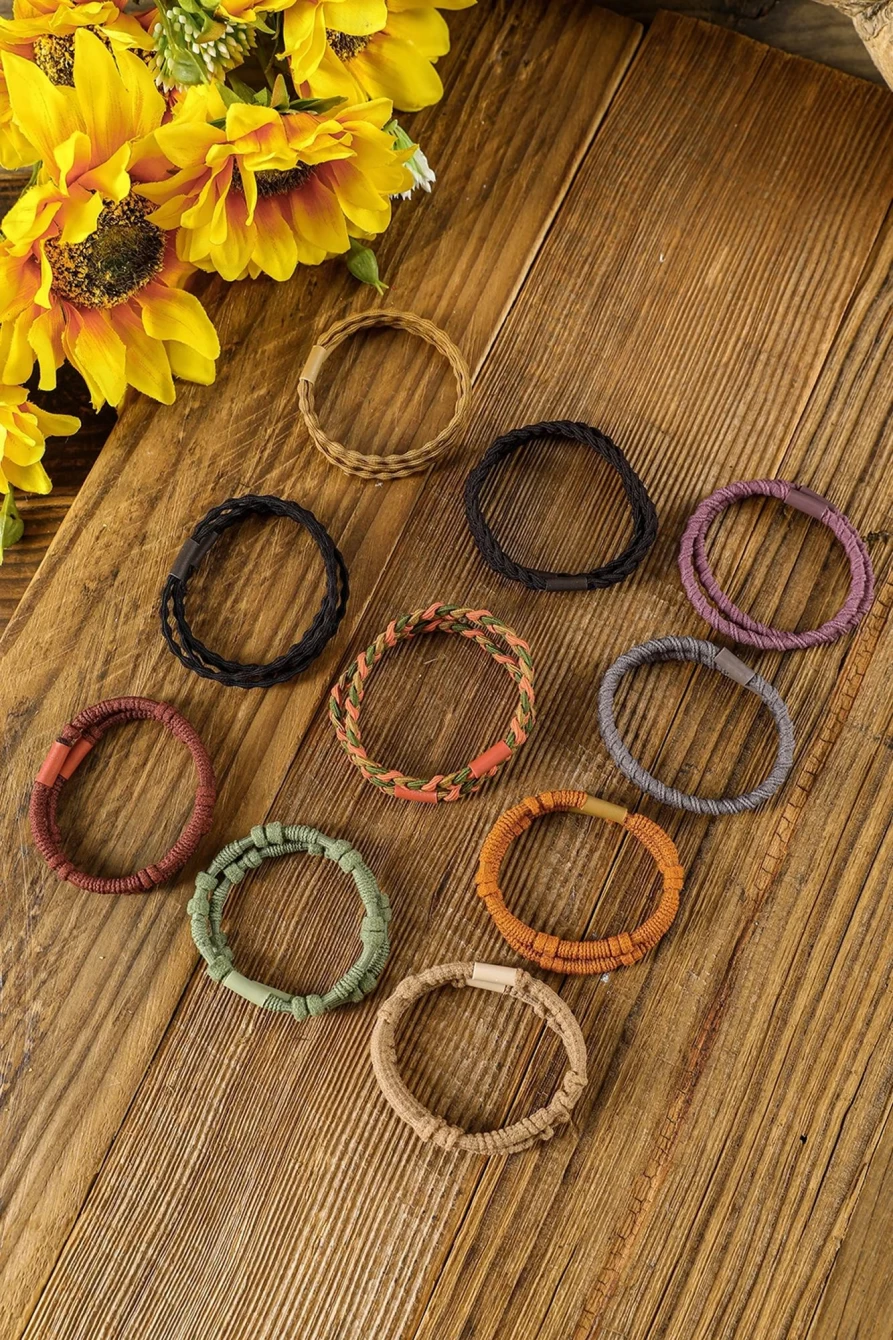 Shewin Orange Boho Hair Ties for Women - 20Pcs Multicolour Knotted Hair Accessories
