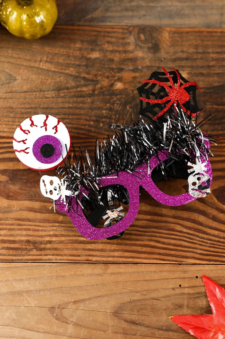 "Shewin Women's Halloween Eyeball Skull Funny Glasses in Kyoho Grape - Spooky Costume Accessory"