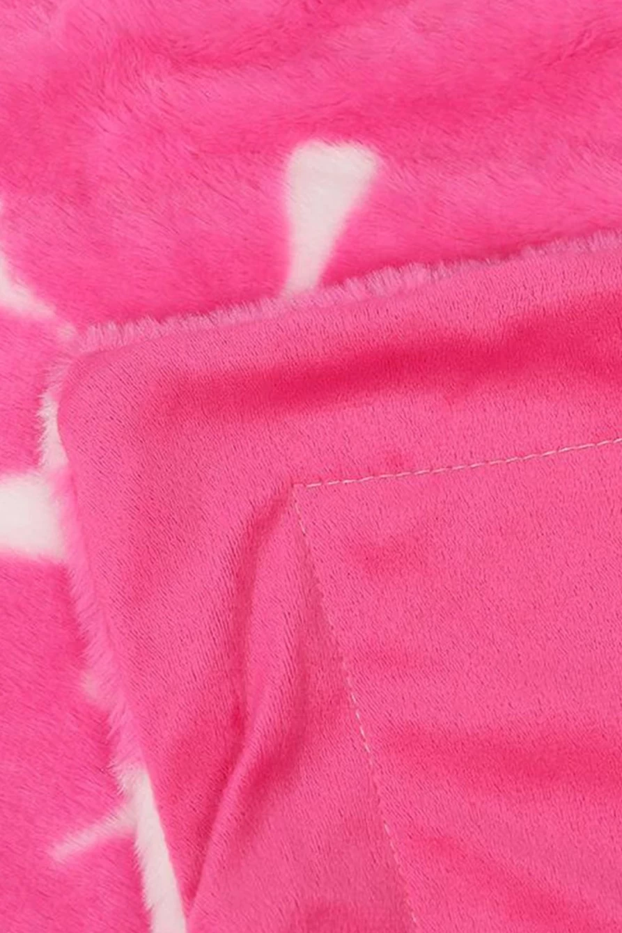 Shewin Dark Pink Flannel Blanket for Women - 75x100cm Soft Animal Spot Print Cozy Throw
