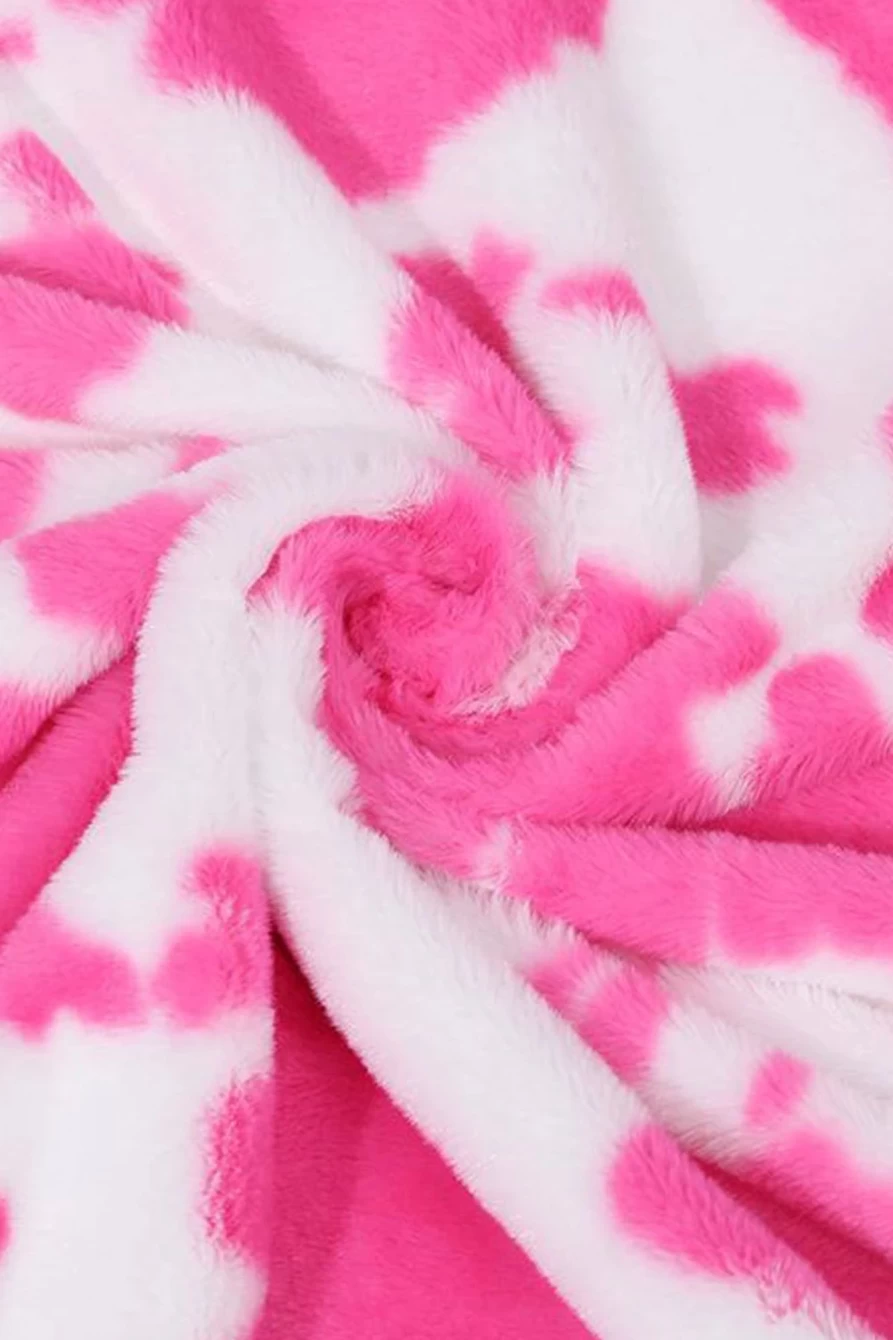 Shewin Dark Pink Flannel Blanket for Women - 75x100cm Soft Animal Spot Print Cozy Throw