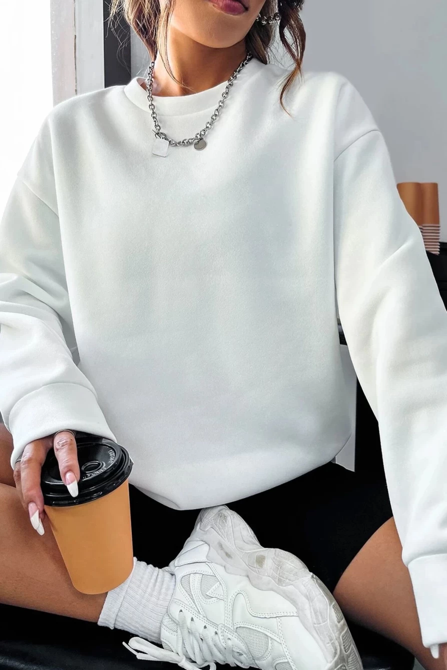 "Women's White Everything Will Be Okay Letter Print Sweatshirt | Shewin Brand"
