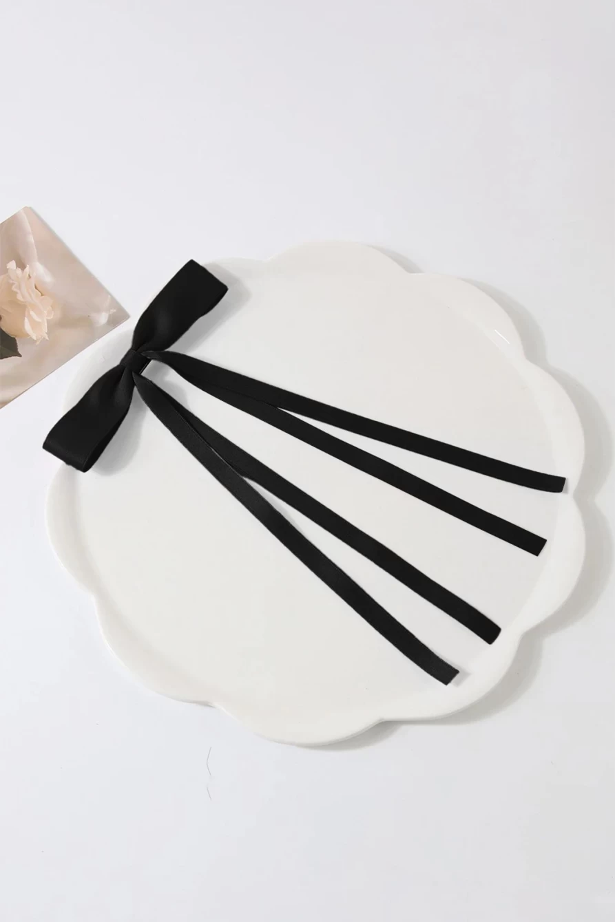 Shewin Black Elegant Women's Solid Color Ribbon Bowknot Hairband