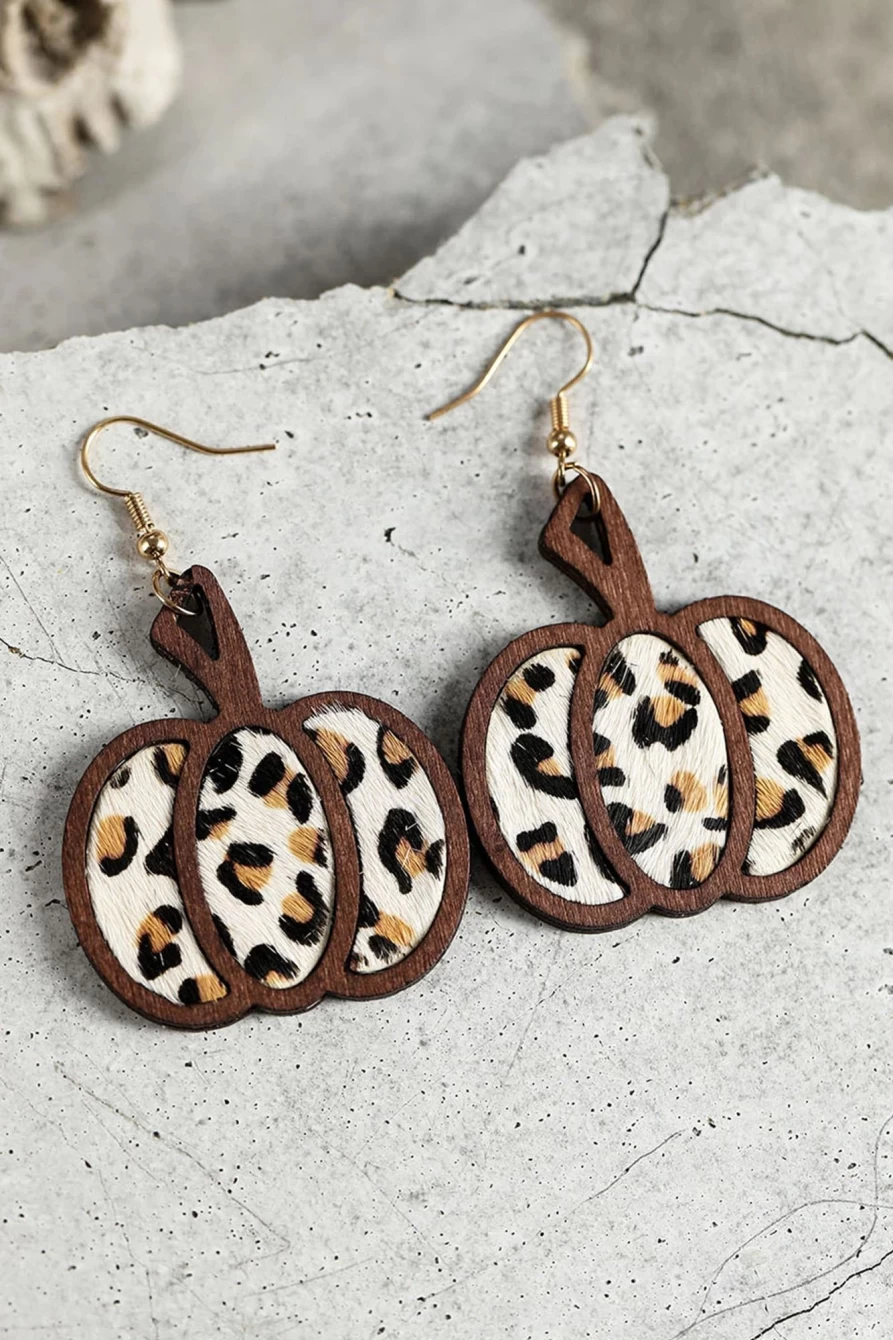 Shewin Women's Multicolour Animal Print Pumpkin Drop Earrings, Fashion Dangle Hoop Earrings for Women