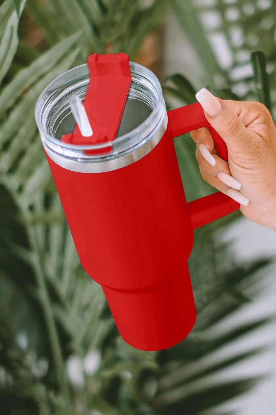 Shewin Red 304 Stainless Steel Insulated Tumbler Mug with Straw for Women - Leak-Proof, Double-Walled Vacuum Travel Cup