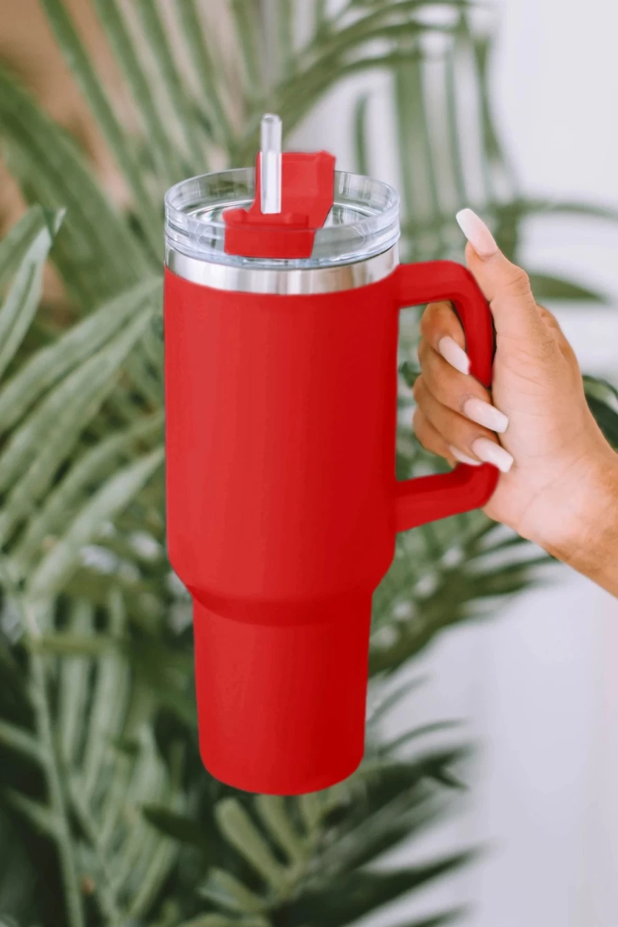 Shewin Red 304 Stainless Steel Insulated Tumbler Mug with Straw for Women - Leak-Proof, Double-Walled Vacuum Travel Cup