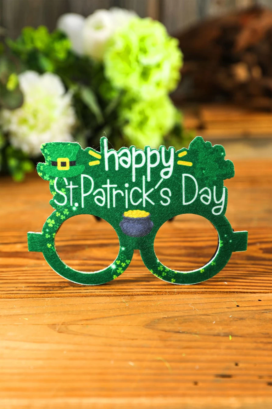 Shewin Women's Green Clover Print Glasses Frame for St. Patrick's Day