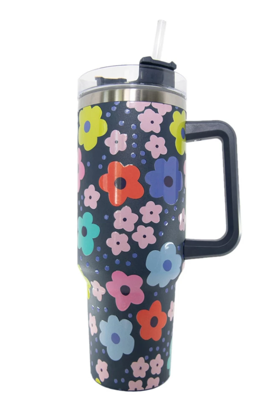 Shewin Multicolor Floral Print 304 Stainless Steel Tumbler Thermos Cup for Women