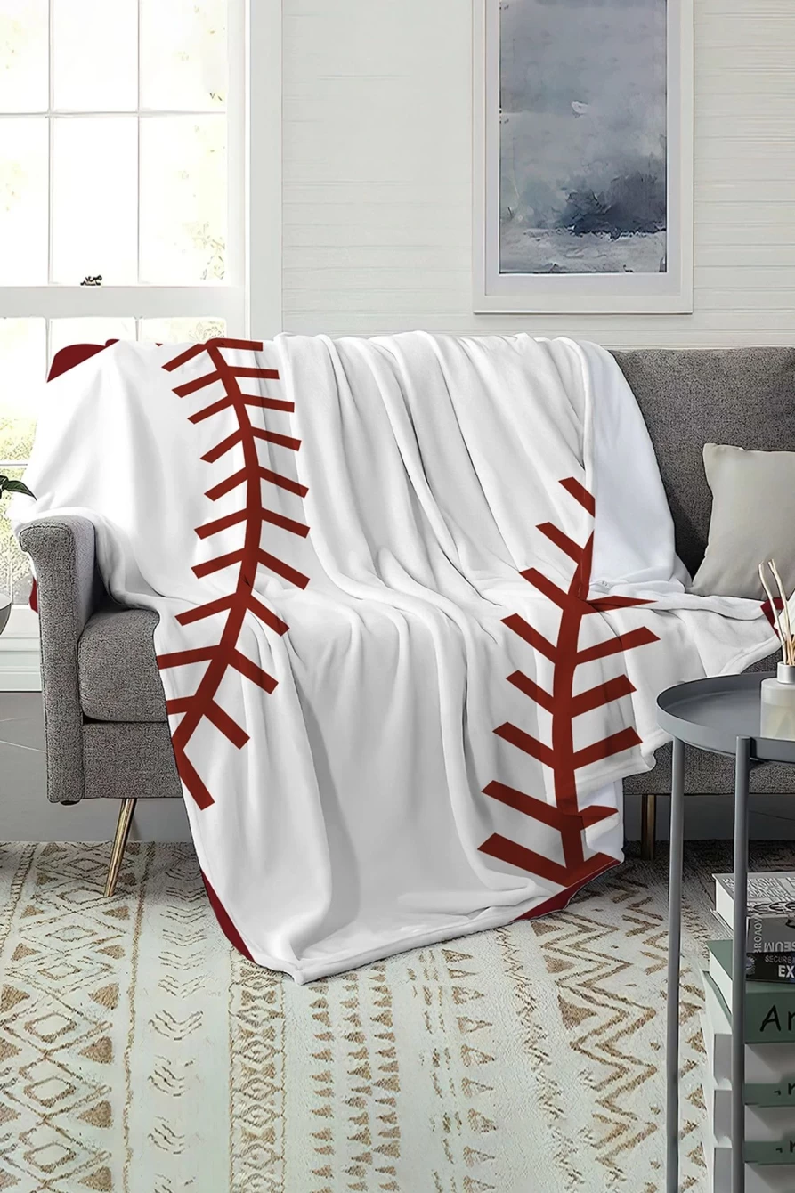 Shewin Bright White 150x130cm Rugby Fleece Blanket for Women - Soft Cozy Throw