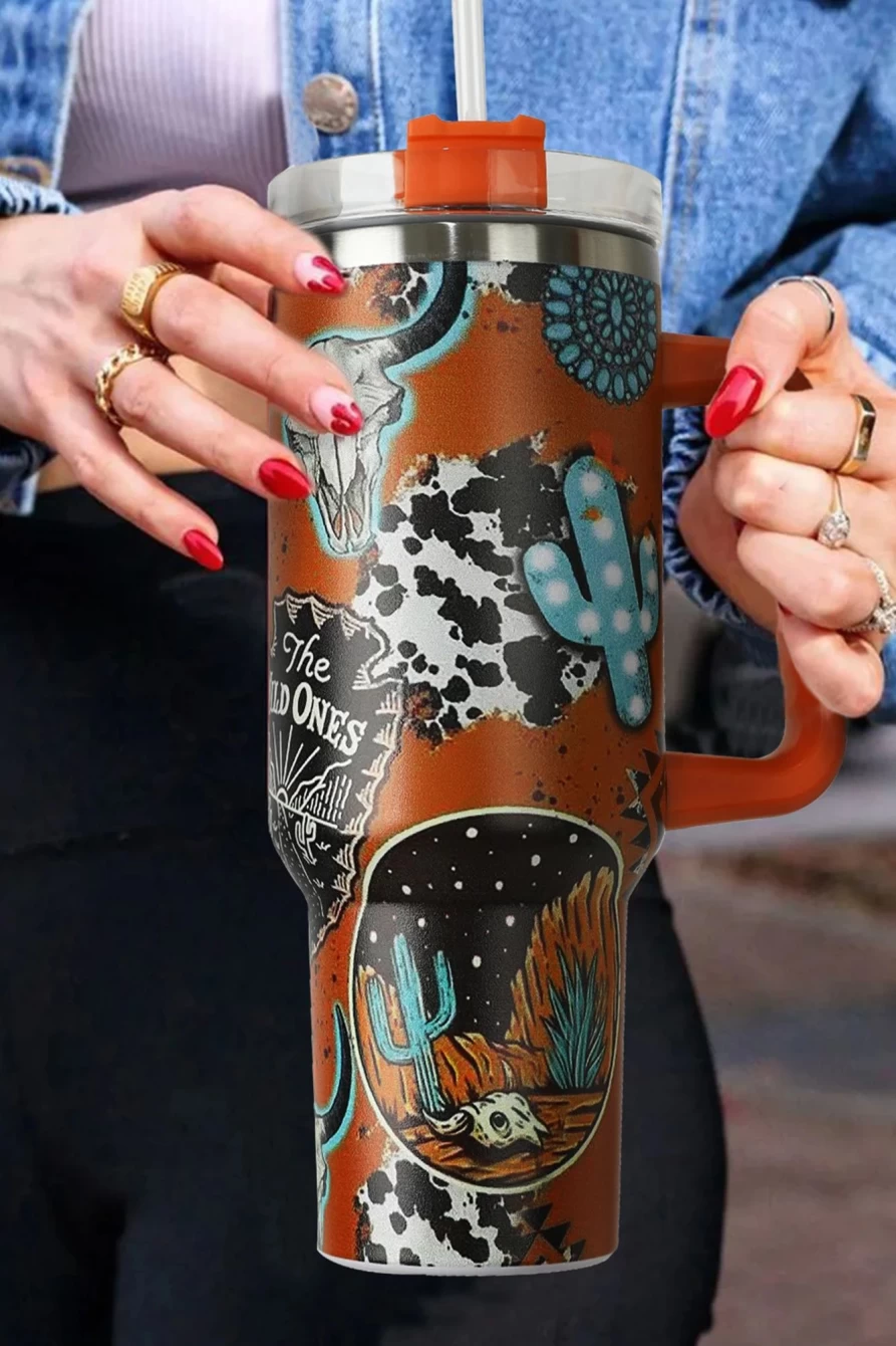 Shewin Orange Halloween Tumbler for Women - 304 Stainless Steel Insulated Handle Cup