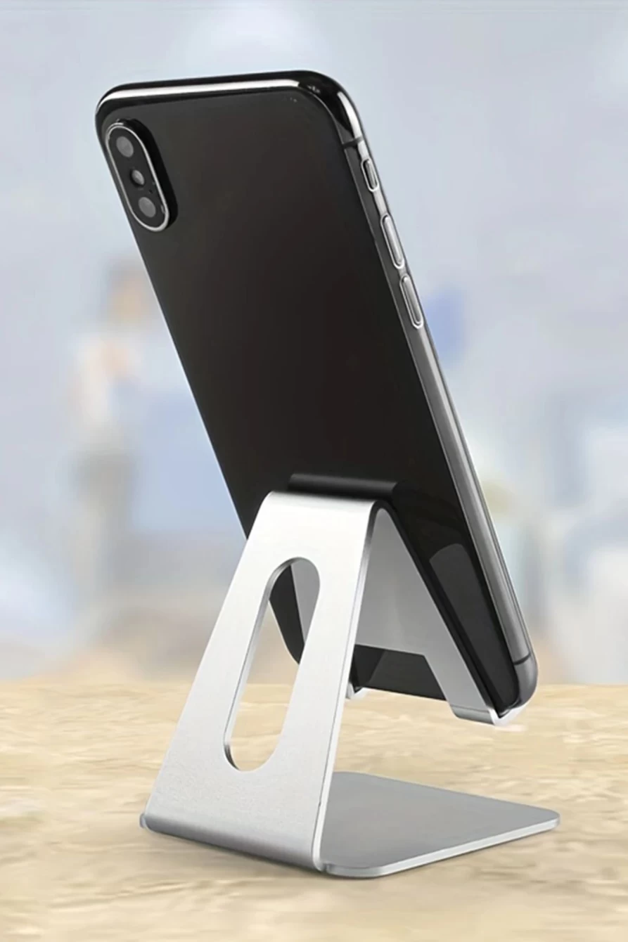 Shewin Universal Silvery Metal Phone Stand Holder for Women - Mobile Phone Desk Mount