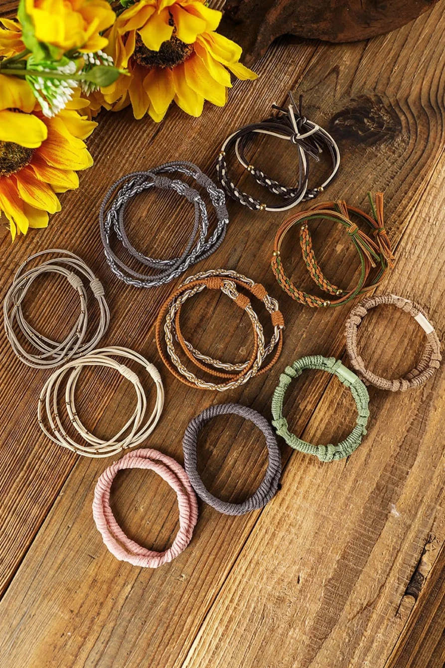 20Pcs Shewin Boho Knotted Hair Ties for Women - Multicolour Scrunchie Set