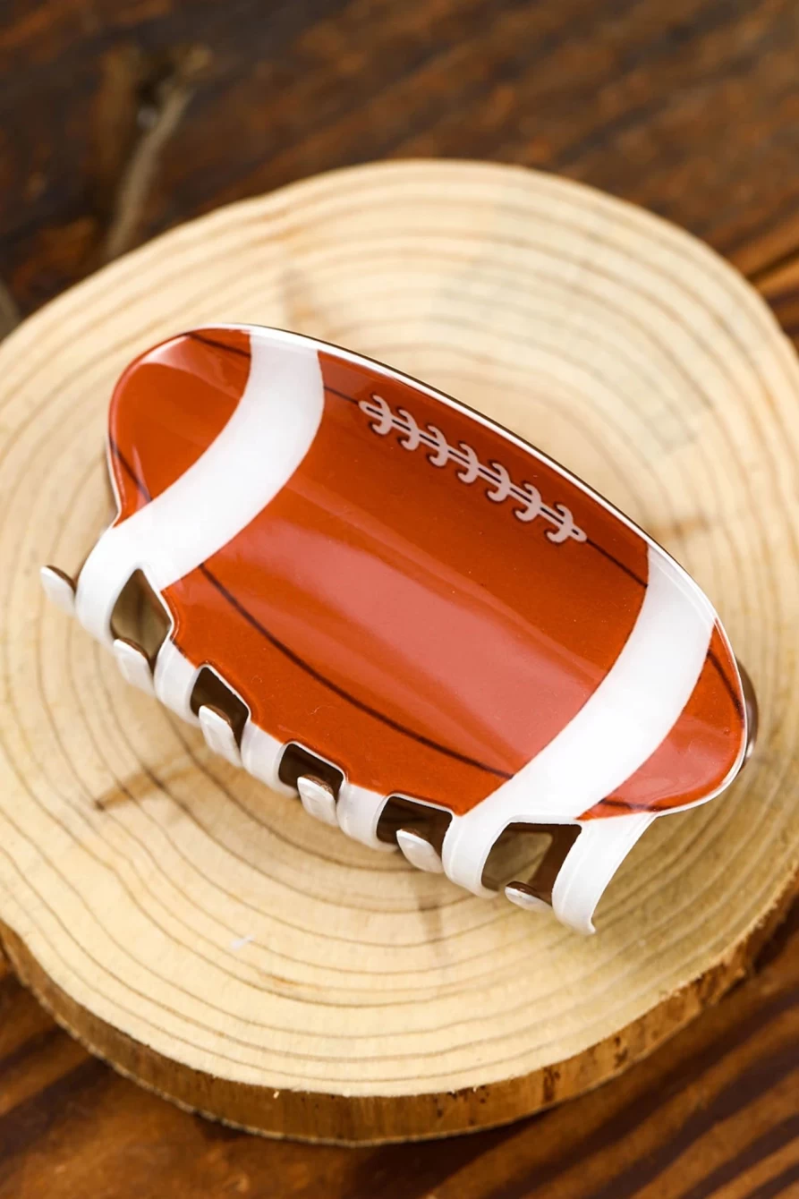 Shewin Women's Chestnut Baseball Pattern Acrylic Large Hair Claw Clip