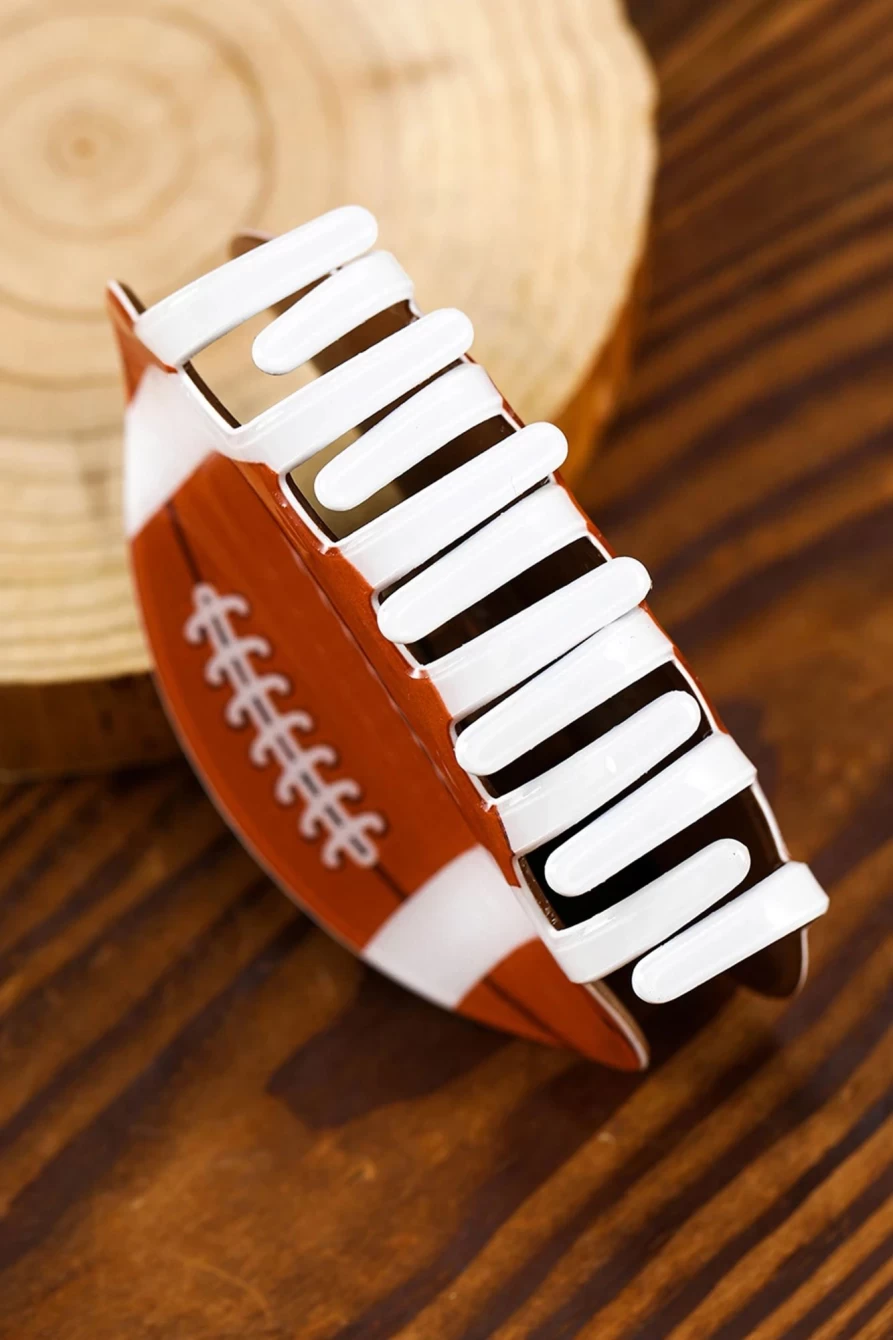 Shewin Women's Chestnut Baseball Pattern Acrylic Large Hair Claw Clip