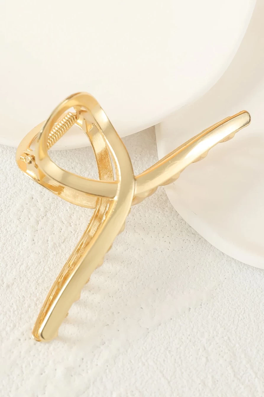 Shewin Gold Metallic Hair Claw for Women - Large Casual Hair Clip
