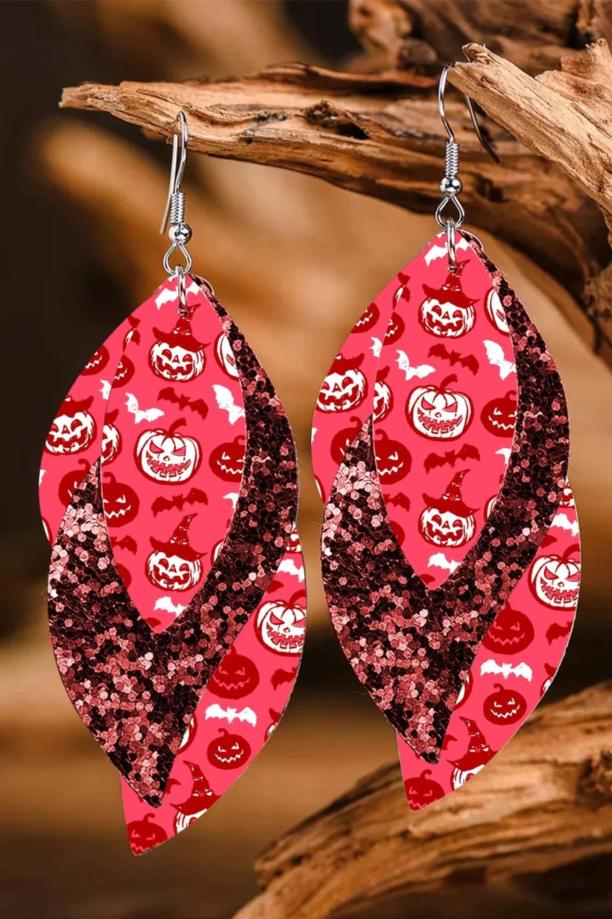 Shewin Multicolour Sequin Leafy Layered Earrings for Women - Halloween Party Statement Jewelry