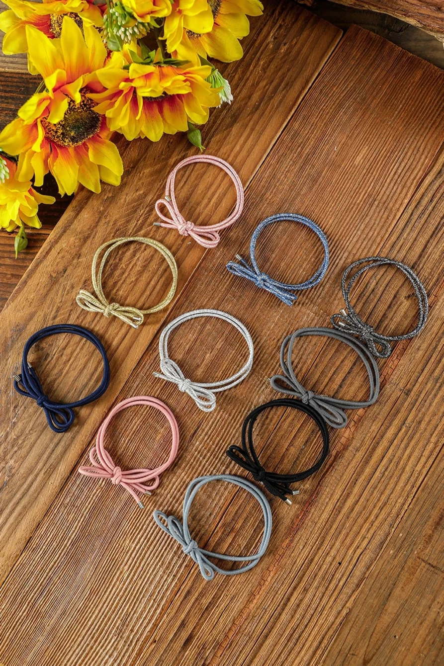 Shewin Pink Bow Knot Hair Ties for Women - 10Pcs Multicolor Ponytail Holders