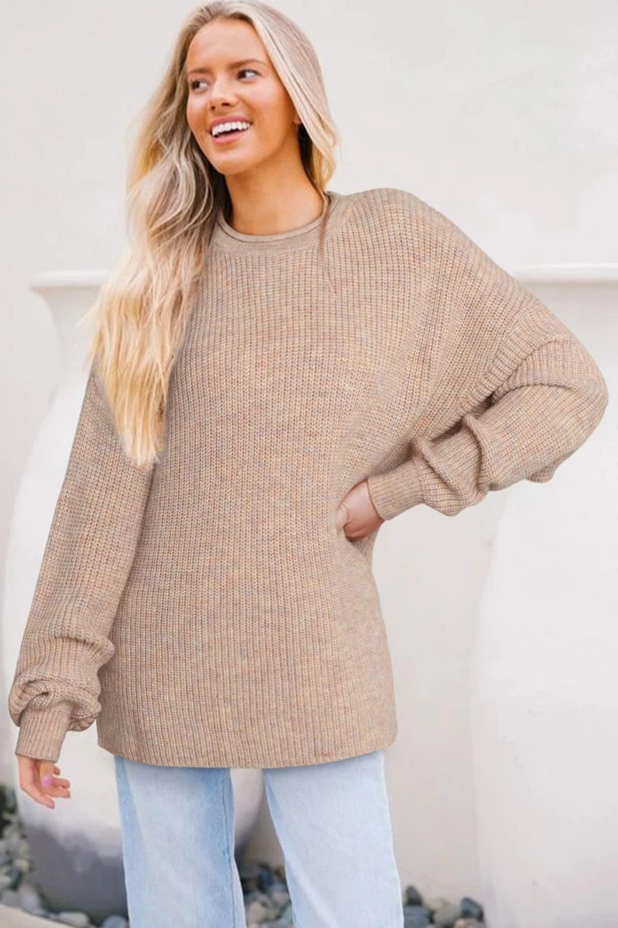 Shewin Women's Multicolor Chunky Knit Sweater with Mixed Pattern Loose Fit