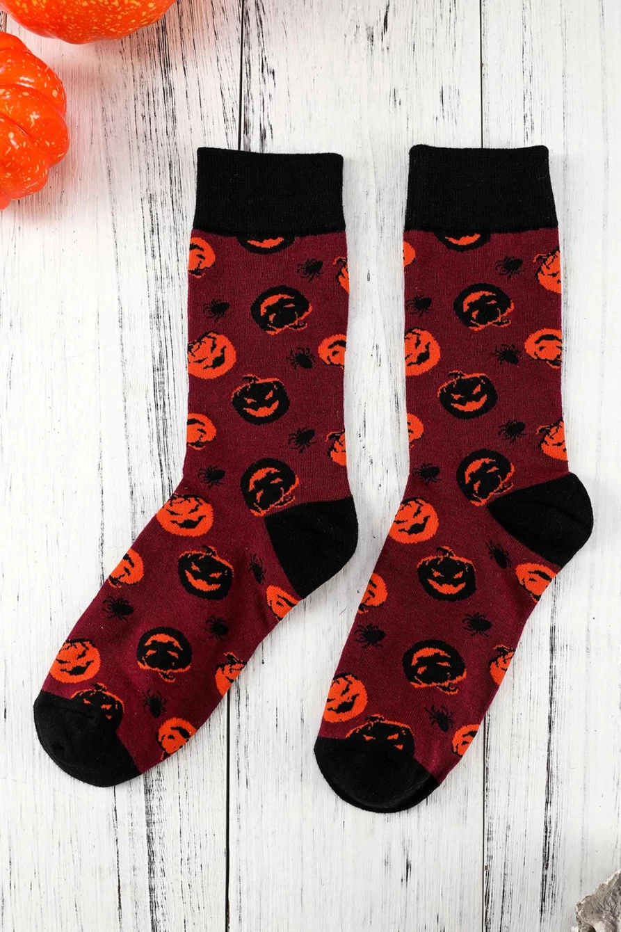 Shewin Women's Biking Red Halloween Fashion Graphic Socks for Spooky Style