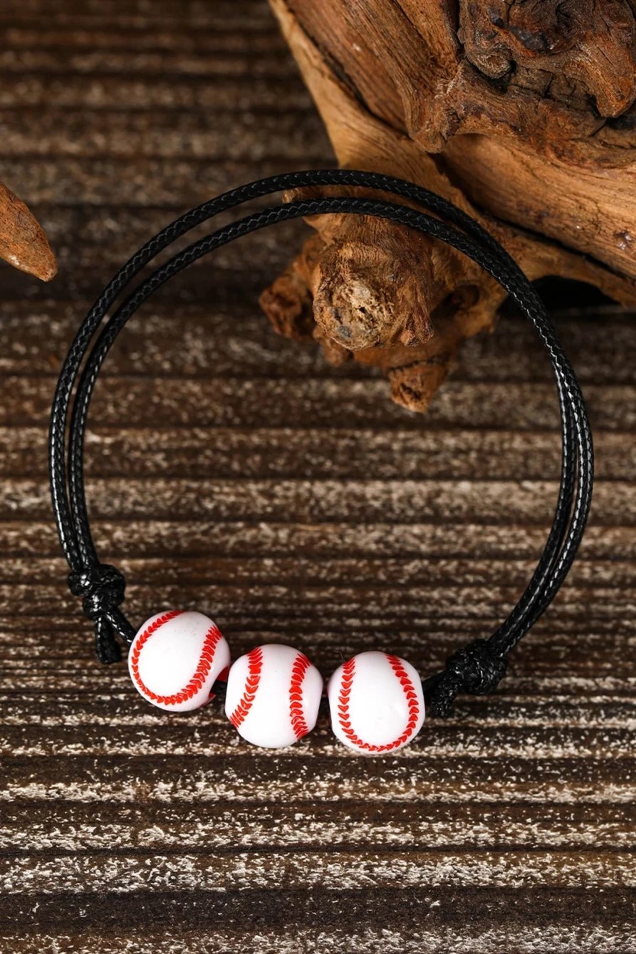 "Shewin Women's White Adjustable PU Leather Baseball Bracelet"