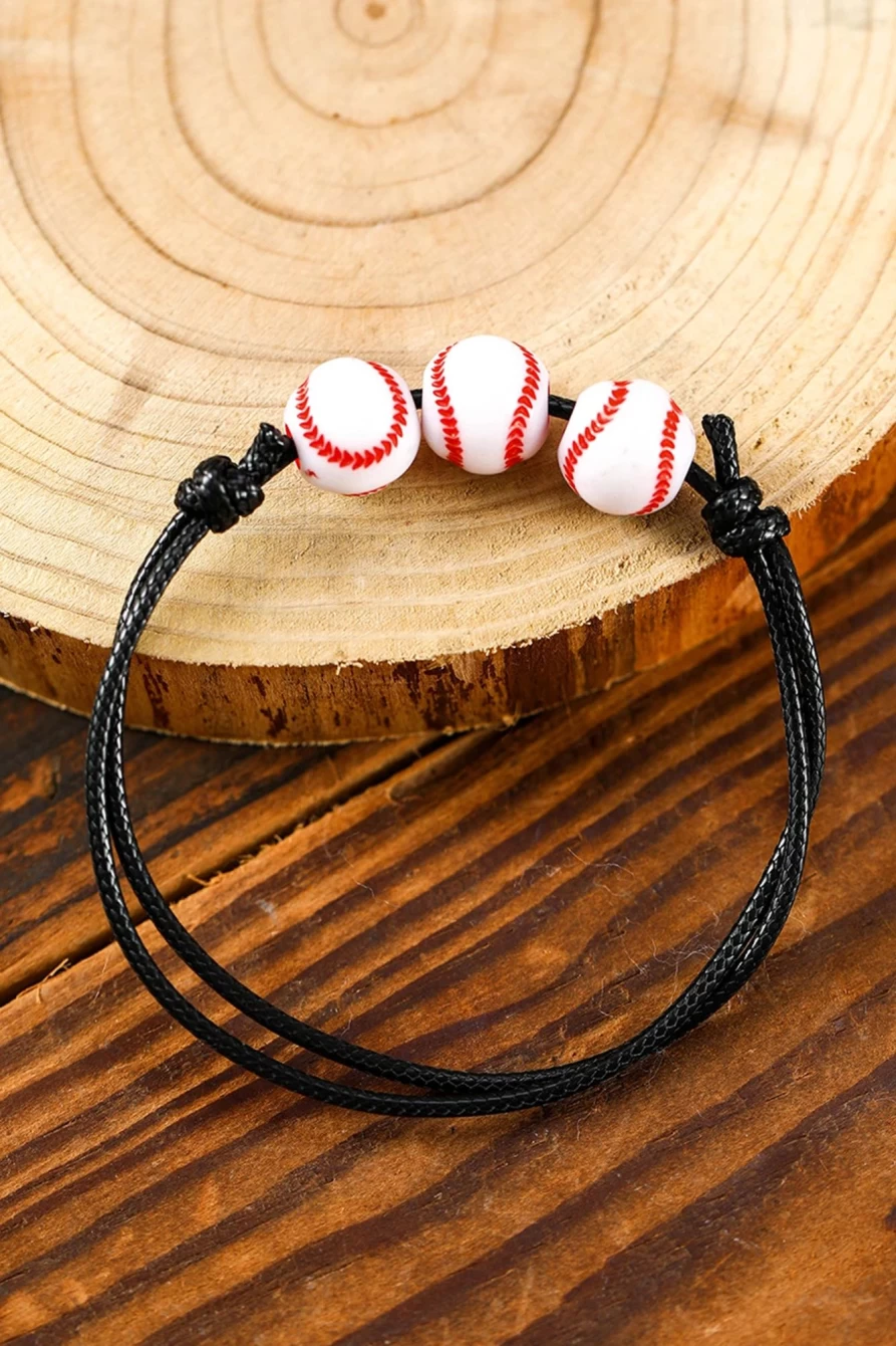 "Shewin Women's White Adjustable PU Leather Baseball Bracelet"
