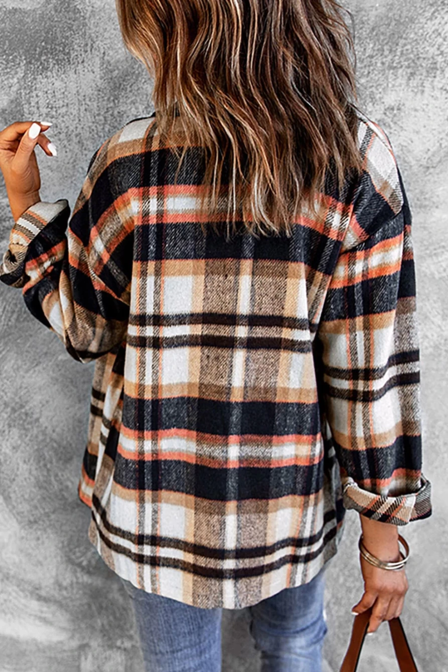 Women's Blue Plaid Flannel Shacket - Casual Button Up Shirt by Shewin