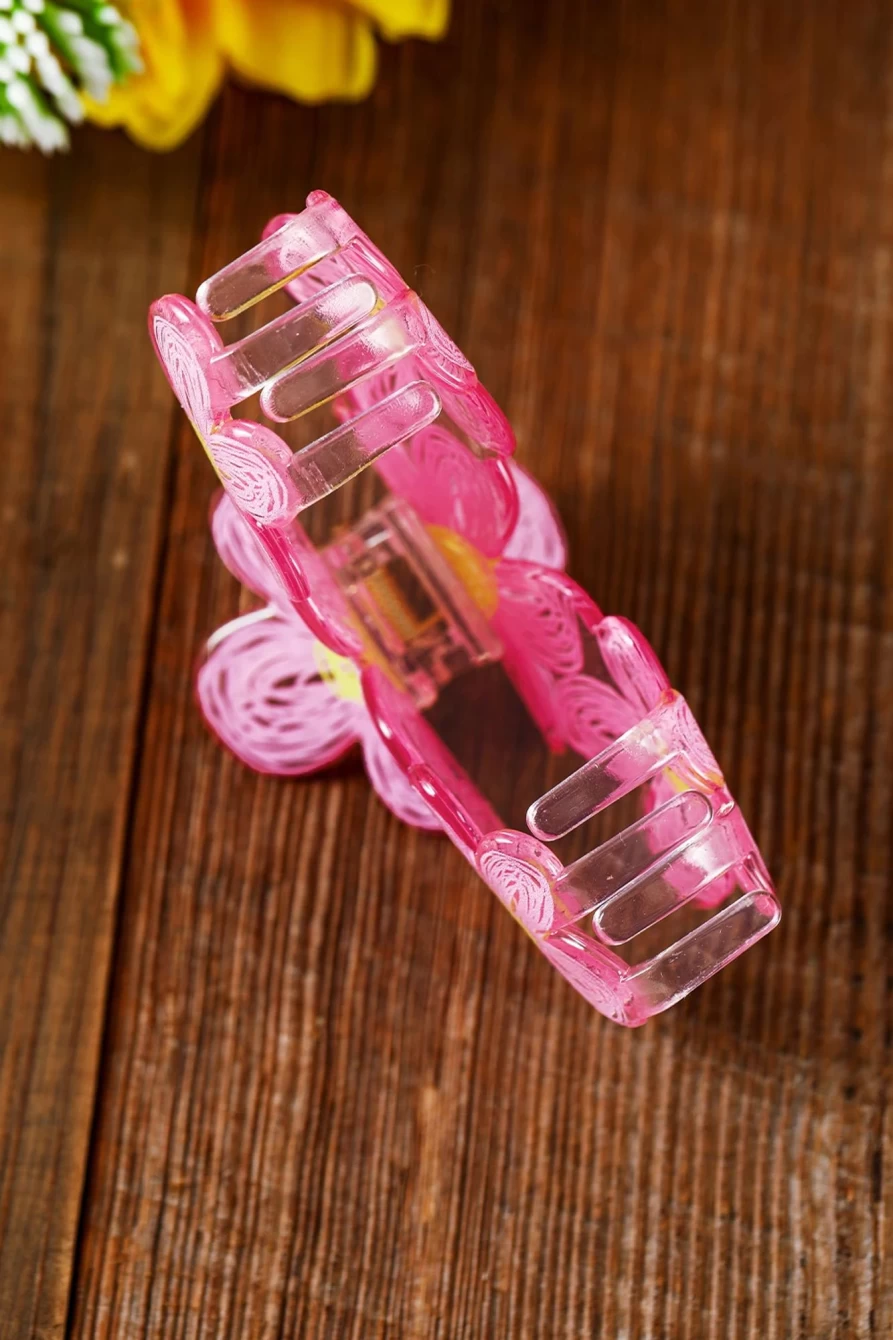 Shewin Pink Flower Hair Claw Clip for Women - Sweet Floral Hair Clips for Women