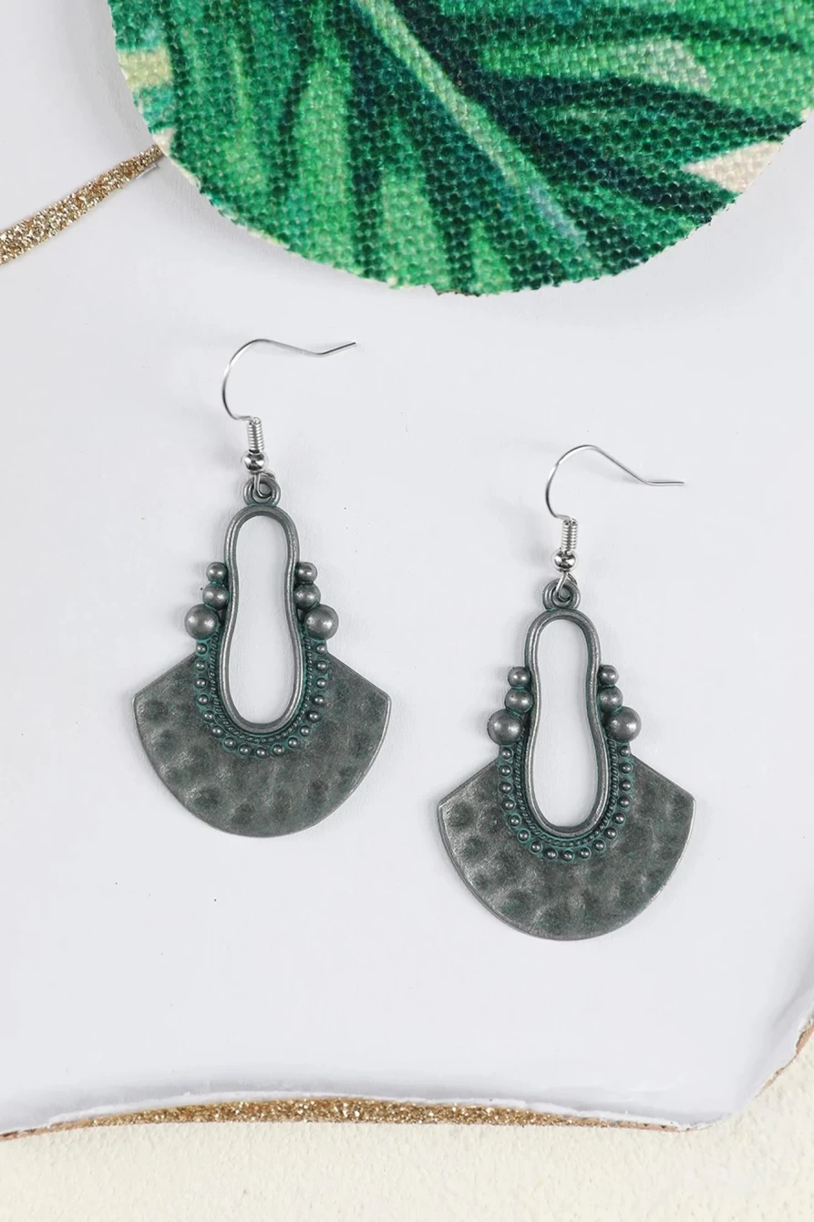 Shewin Silver Geometric Fan Dangle Earrings for Women - Trendy Boho Chic Statement Jewelry