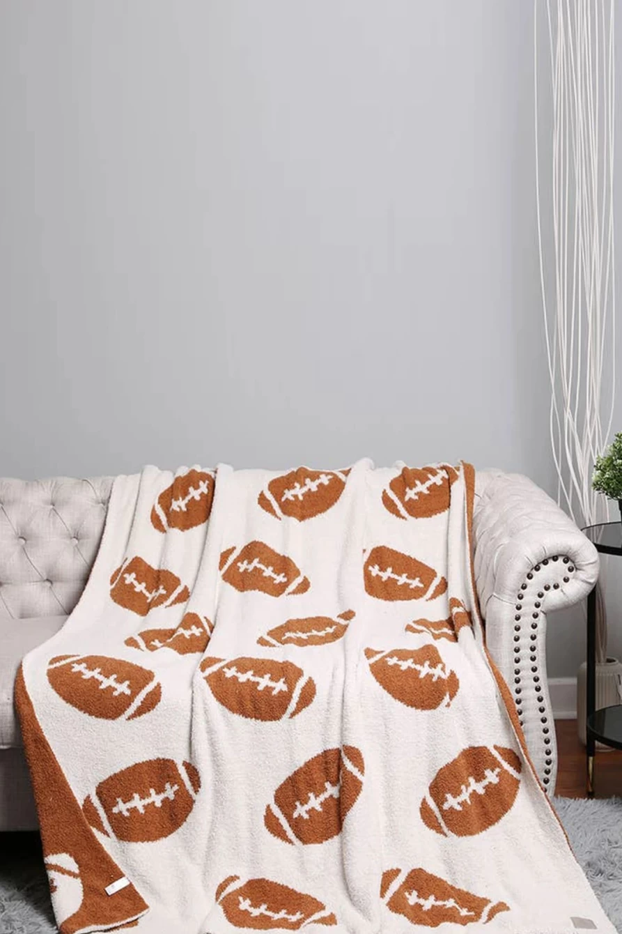 Shewin Women's Chestnut Rugby Pattern Color Block Fleece Blanket - 50x60 Inches (127x152cm) Cozy Throw