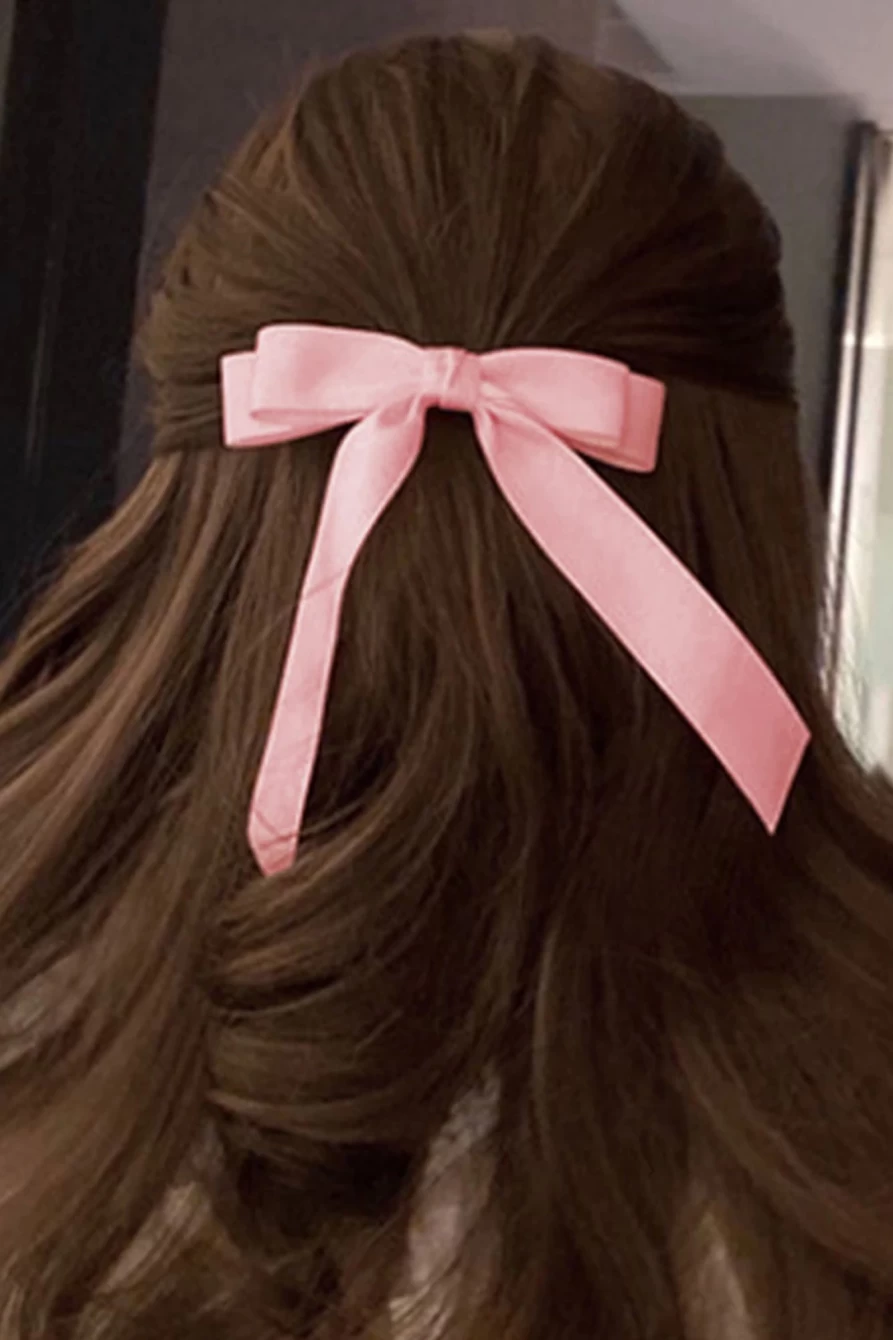 Shewin Pink Satin Hair Clip for Women - Elegant Knot Bow Shape Hair Accessory