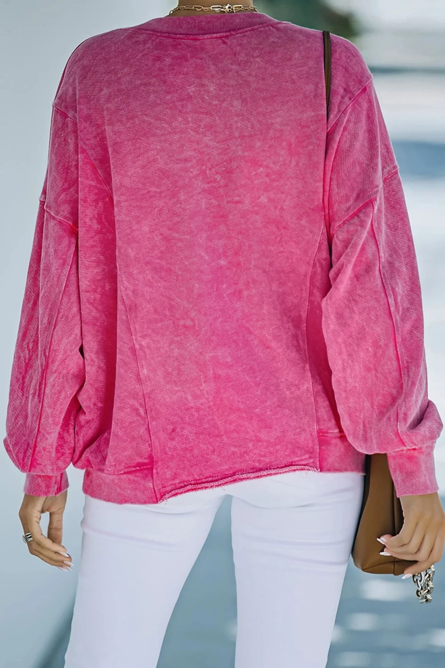 "SheWin Women's Rose Christmas Graphic Bishop Sleeve Sweatshirt - Merry Holiday Pullover"