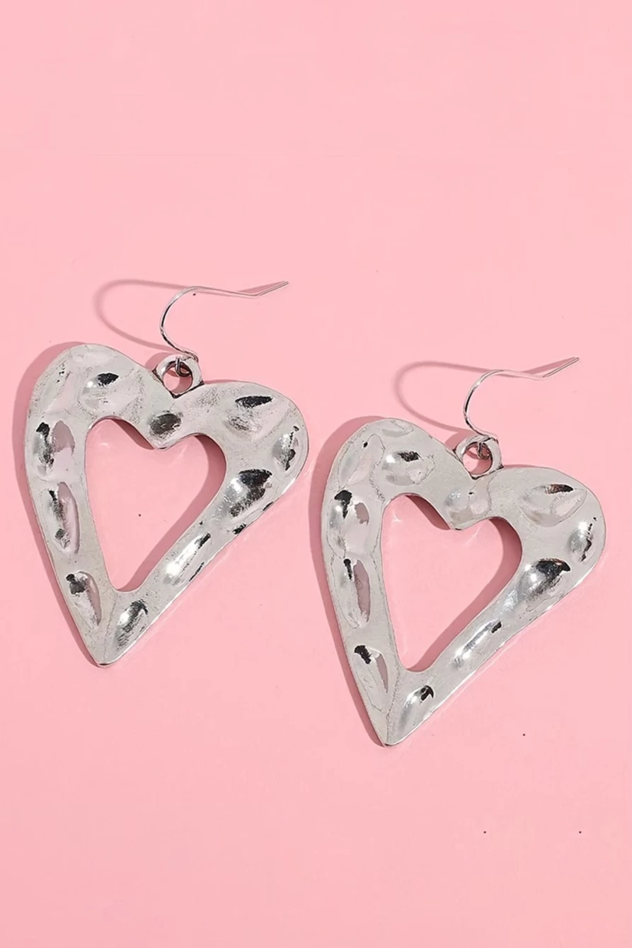 Shewin White Valentine's Day Heart-Shaped Hollow Drop Earrings for Women