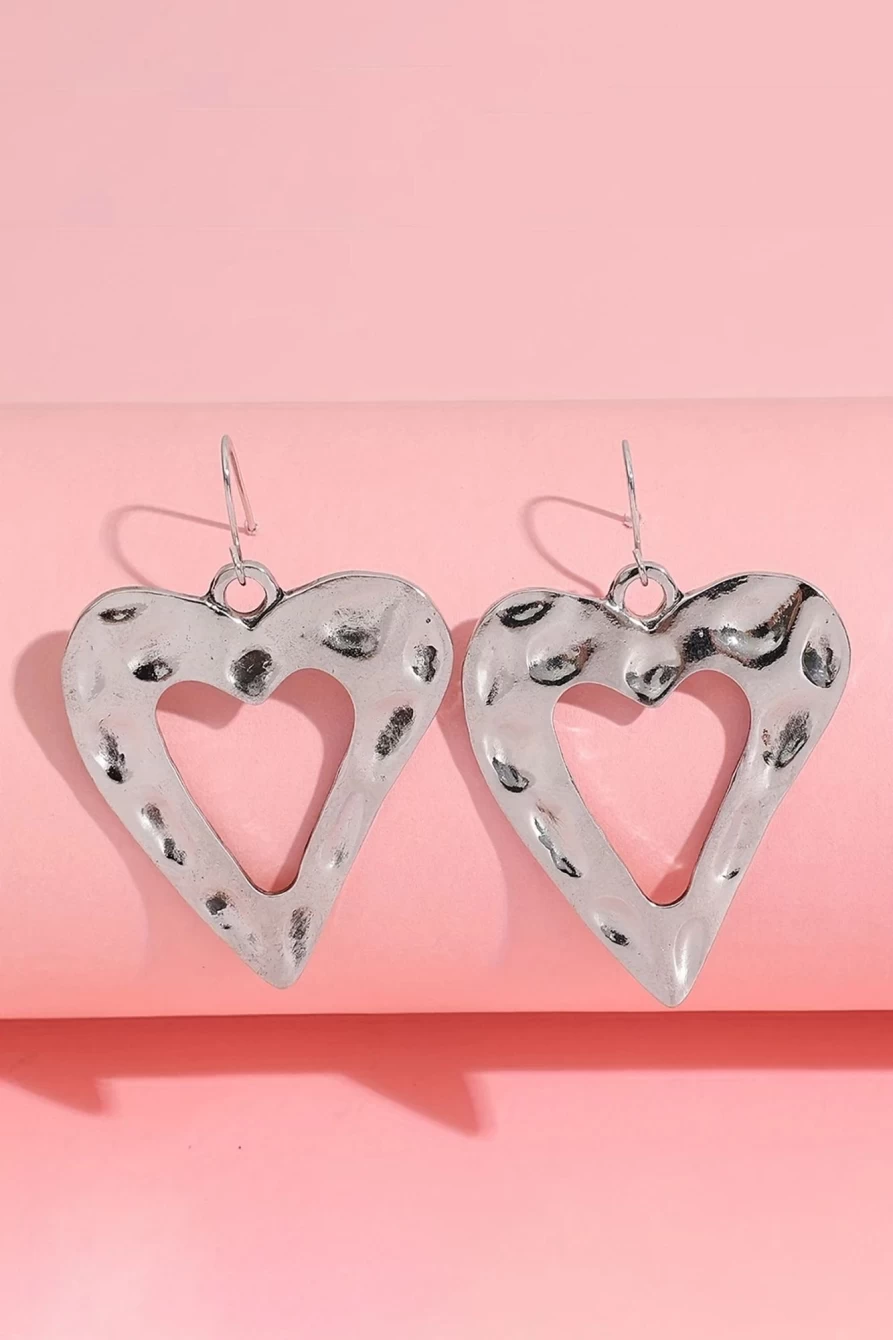 Shewin White Valentine's Day Heart-Shaped Hollow Drop Earrings for Women