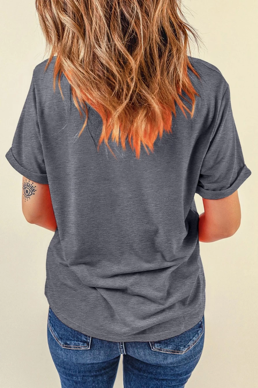 Shewin Women's Basic Gray Crew Neck Plain Tee - Solid Color Casual T-Shirt