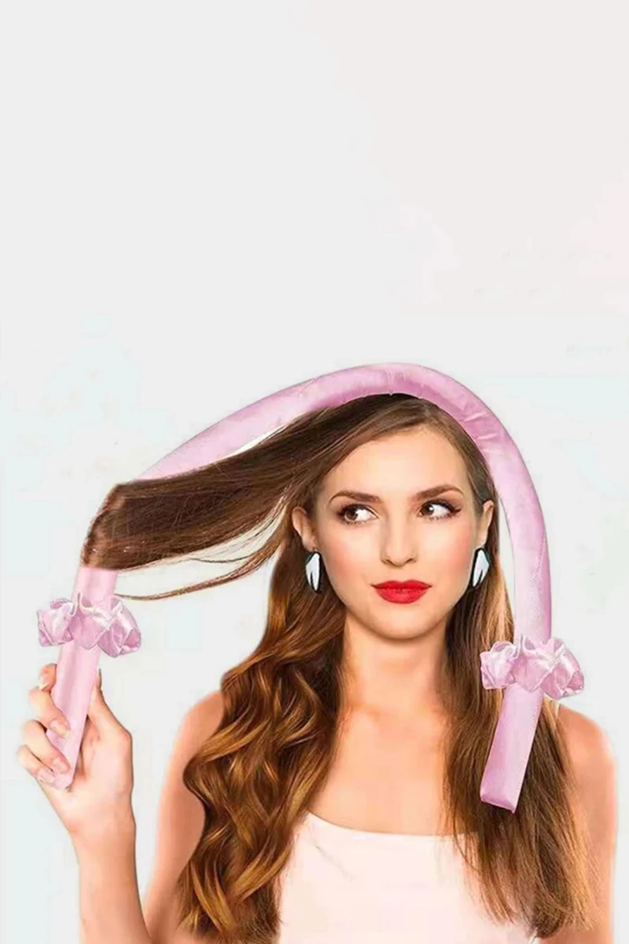 Shewin Pink Heatless Hair Curler Headband for Women - No Heat Sponge Hair Roller Sleeping Headband for Curly Waves