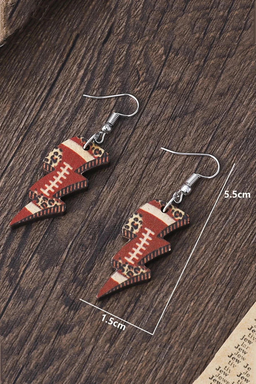 Shewin Women's Multicolour Leopard Print Lightning Shape Rugby Earrings